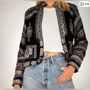 500 maison cinqcent black velvet embellished  womens jacket size Medium